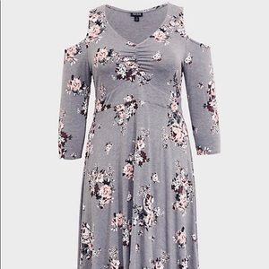 Grey Floral Jersey Dress
